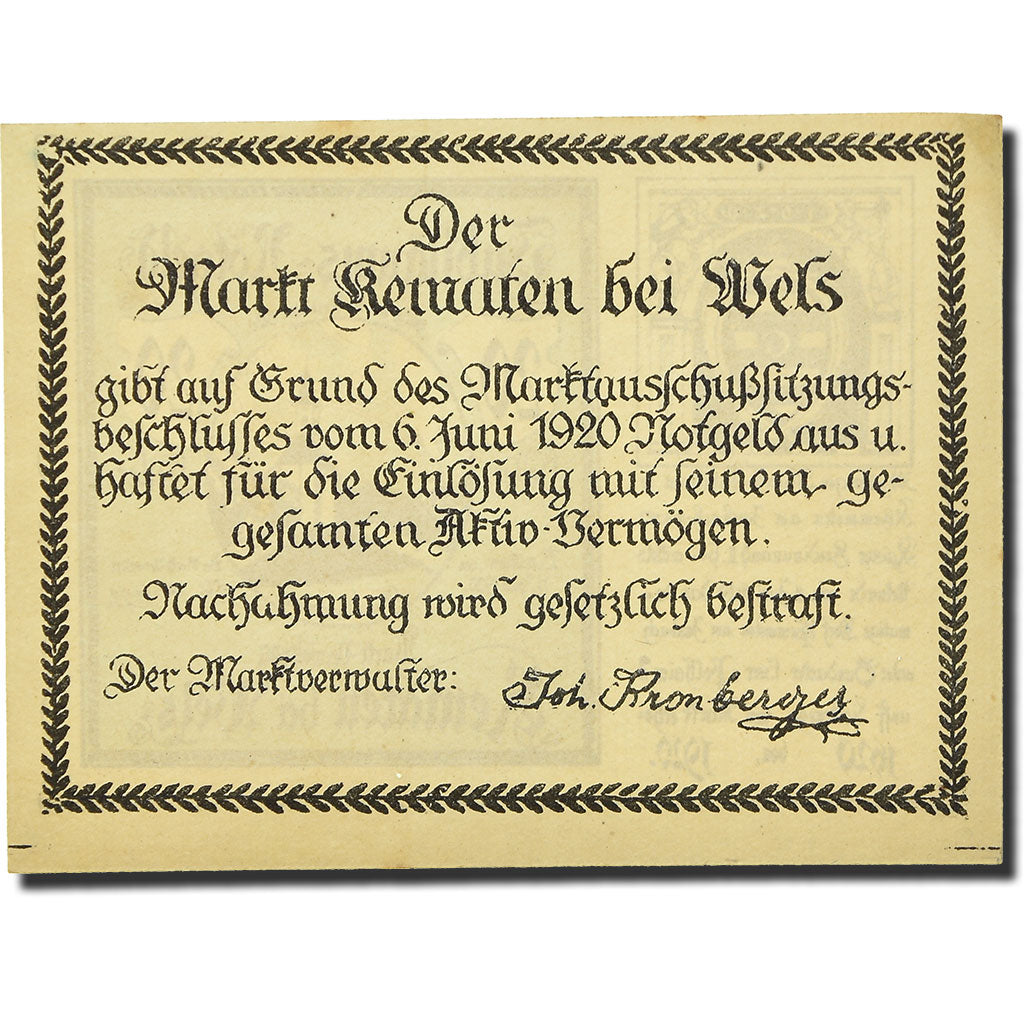 Geldschein, Österreich, Kematen an der Krems, 20 Heller, Eglise, 1920