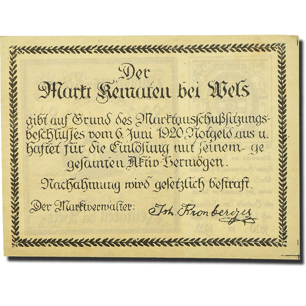 Geldschein, Österreich, Kematen an der Krems, 80 Heller, Eglise, 1920