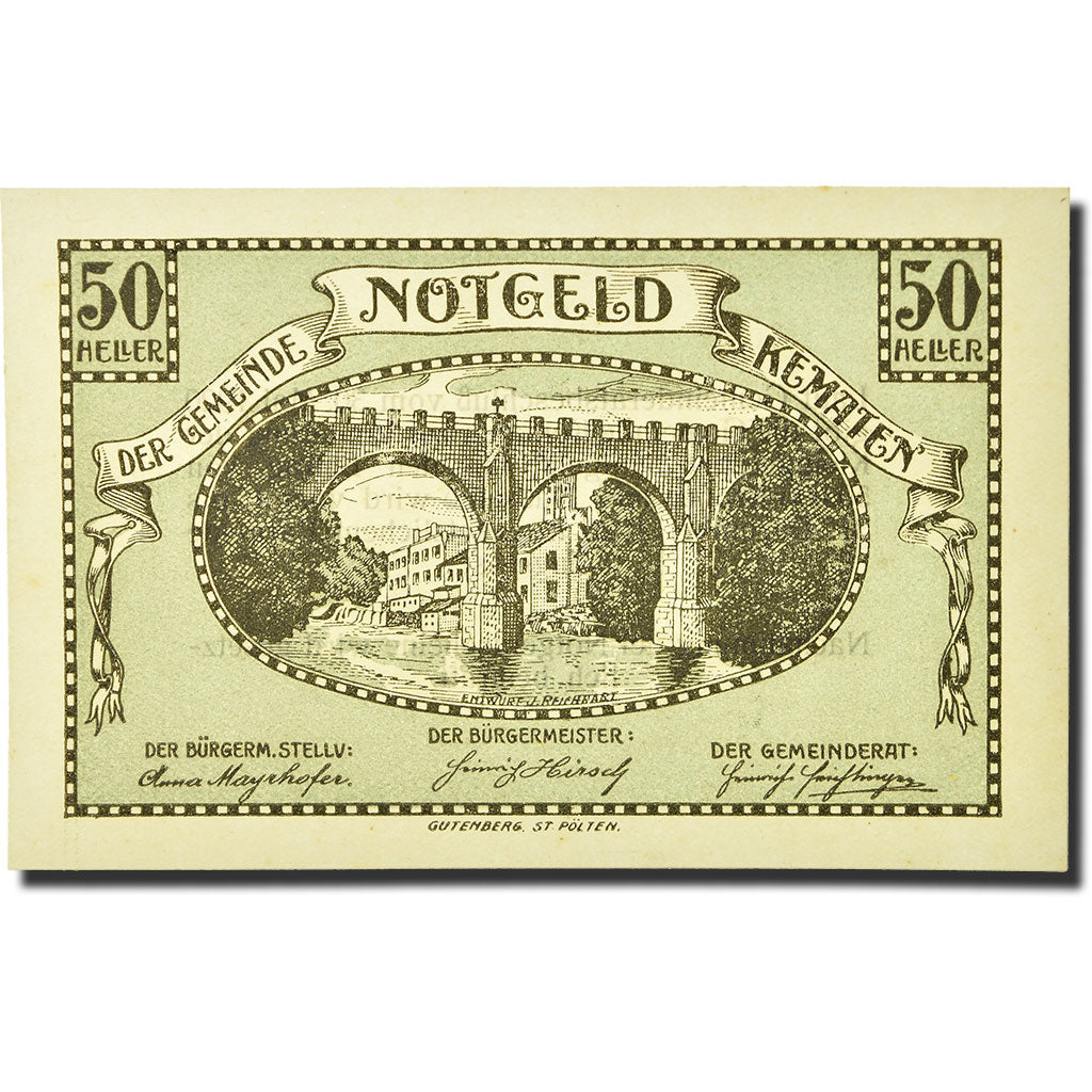 Geldschein, Österreich, Kematen an der Krems, 50 Heller, pont, 1920