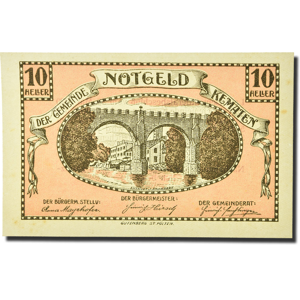 Geldschein, Österreich, Kematen an der Krems, 10 Heller, pont, 1920