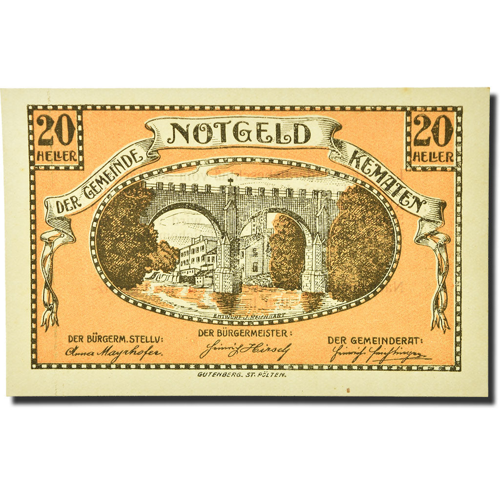 Geldschein, Österreich, Kematen an der Krems, 20 Heller, pont, 1920