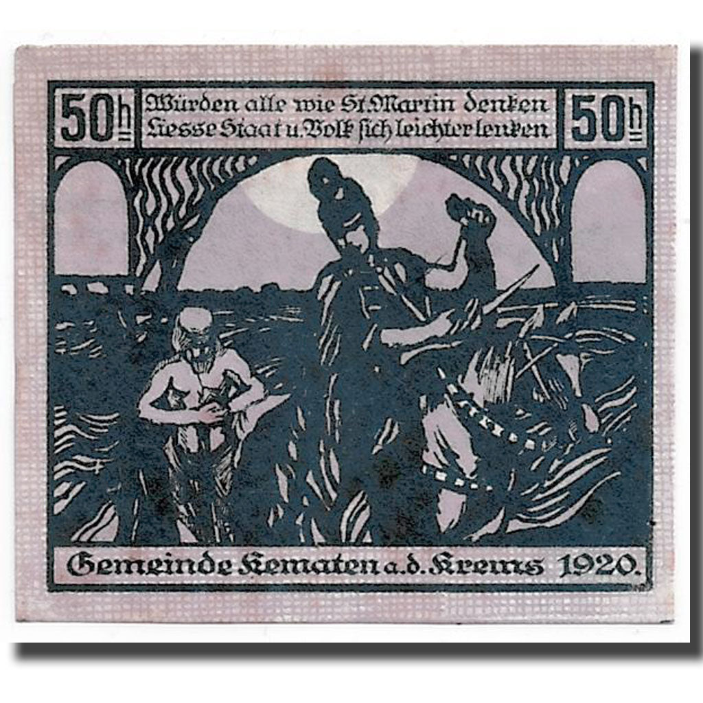 Geldschein, Österreich, Kematen an der Krems, 50 Heller, château, 1920, UNZ-