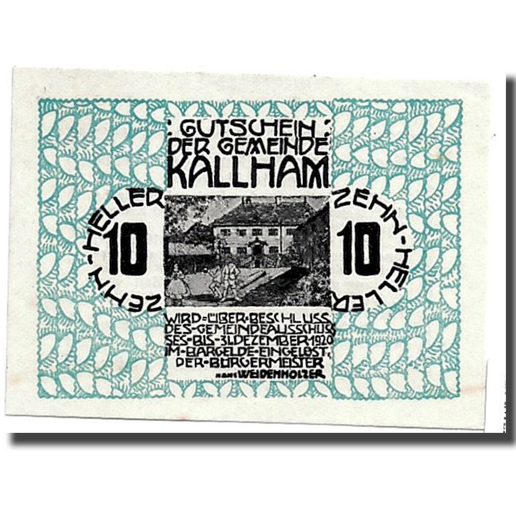 Geldschein, Österreich, Kallham, 10 Heller, château, 1920, 1920-09-15, UNZ-