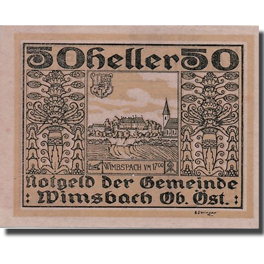 Banknote, Austria, Wimsbach, 50 Heller, paysage, UNC(63), Mehl:1240