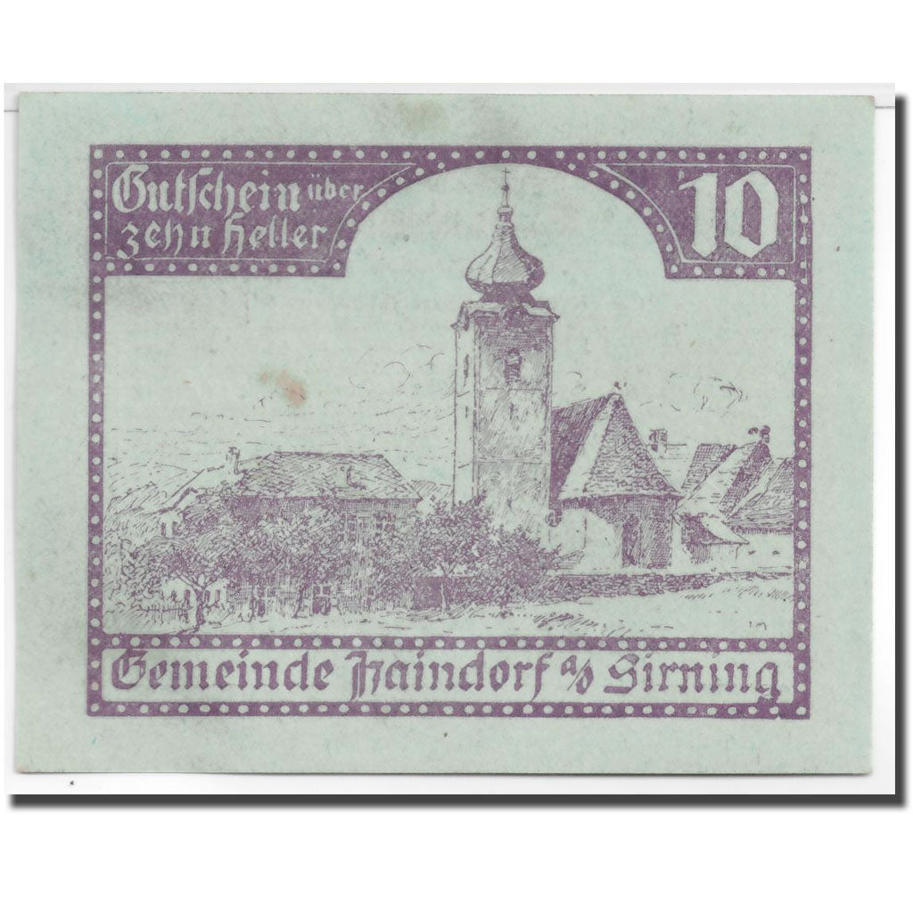 Geldschein, Österreich, Haindorf, 10 Heller, paysage, 1920, 1920-05-08, UNZ-
