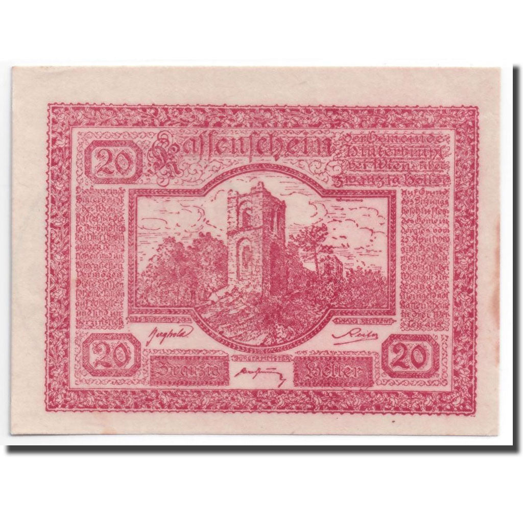 Geldschein, Österreich, Hinterbrühl, 20 Heller, tour, 1920, 1920-04-25, UNZ-