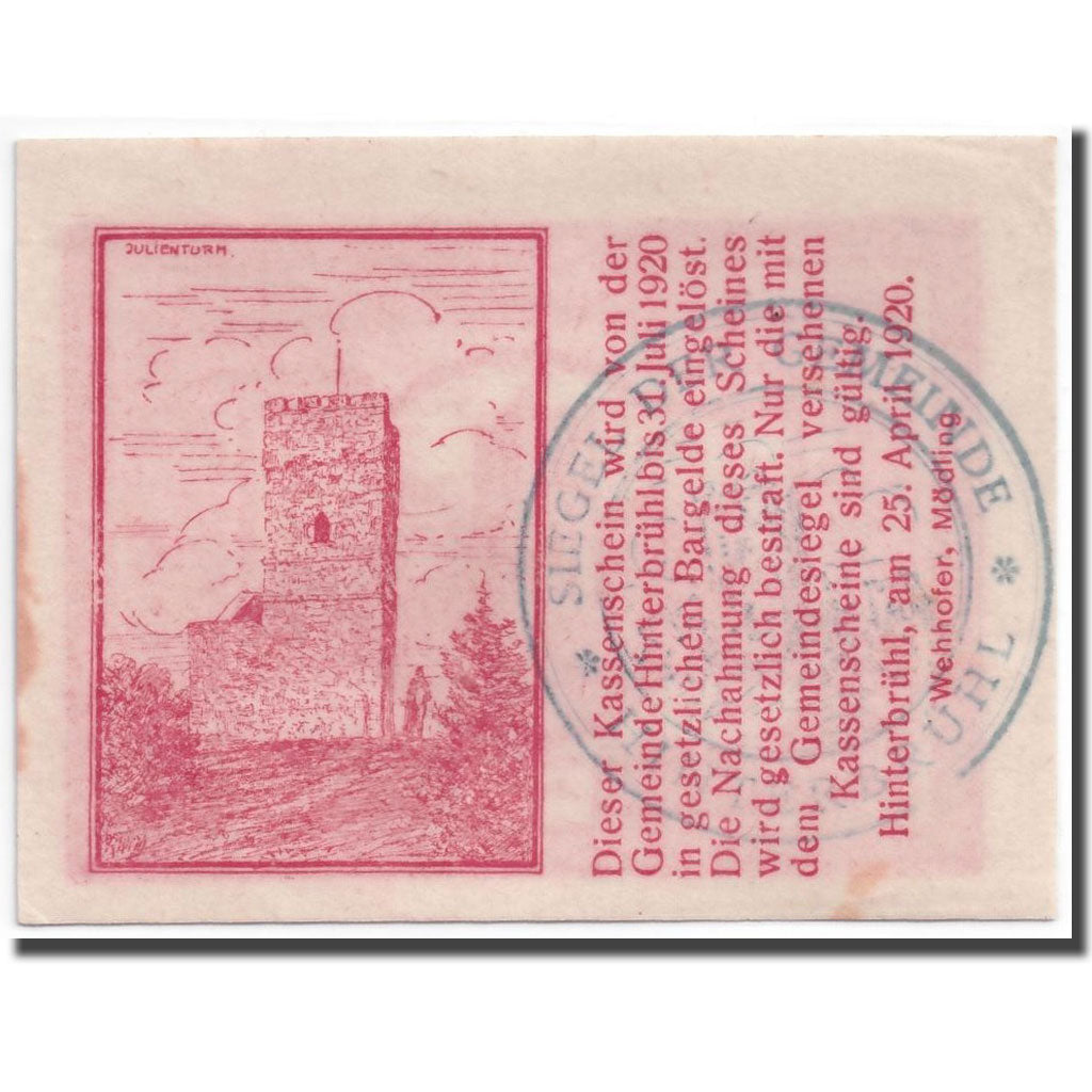 Geldschein, Österreich, Hinterbrühl, 20 Heller, tour, 1920, 1920-04-25, UNZ-