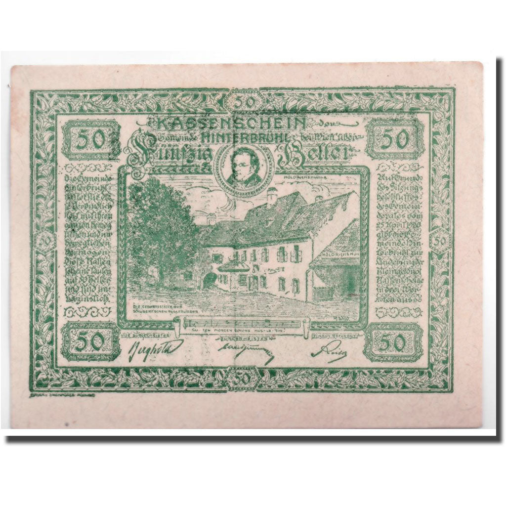 Geldschein, Österreich, Hinterbrühl, 50 Heller, château, 1920, 1920-04-25