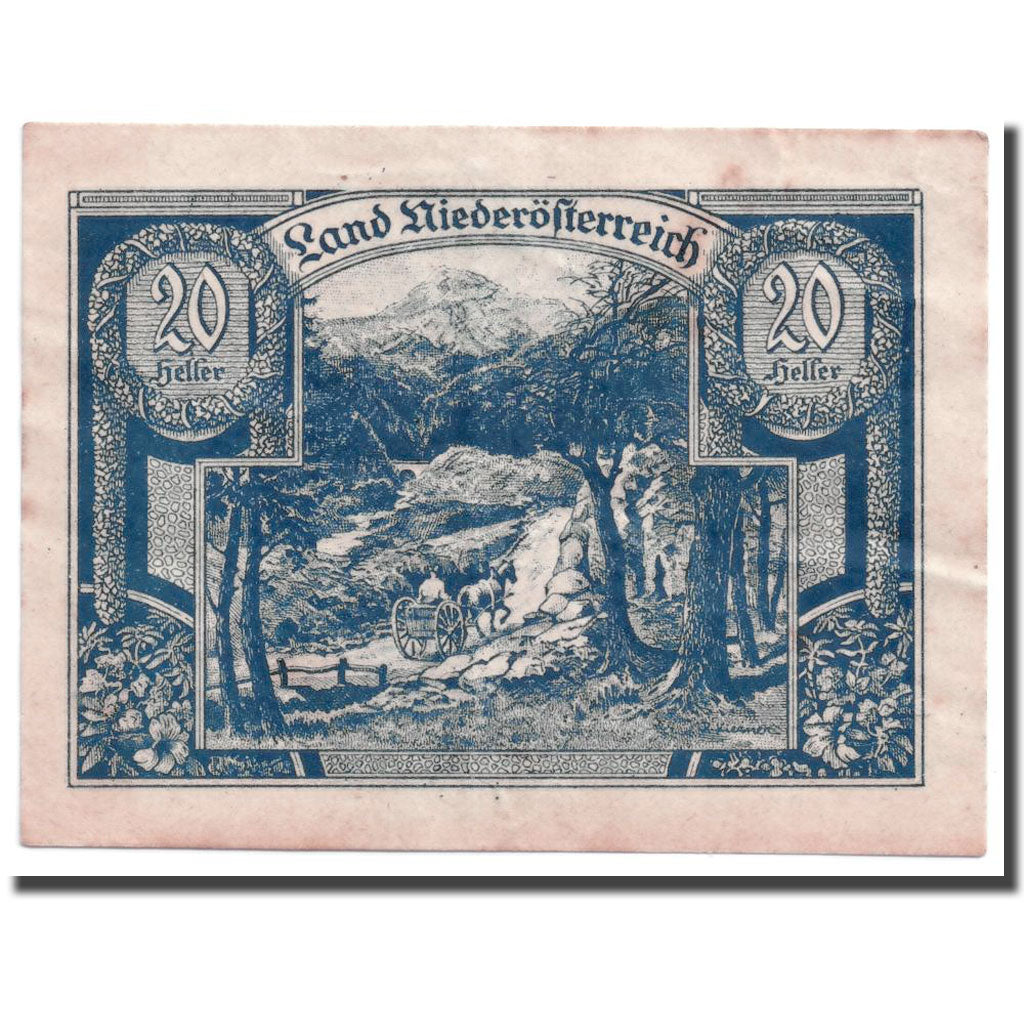 Banknote, Austria, Niederösterreich, 20 Heller, paysage, 1920, 1920-06-23