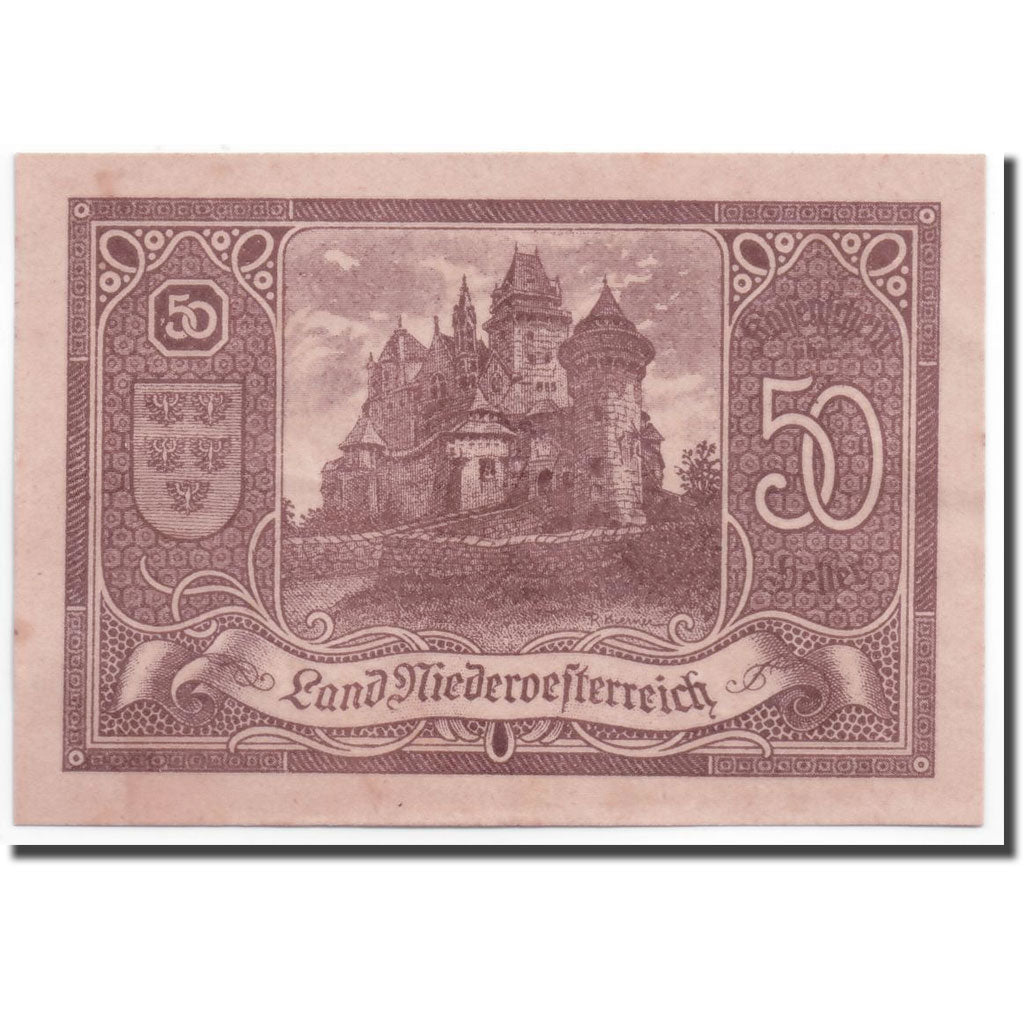 Banknote, Austria, Niederösterreich, 50 Heller, château, 1920, 1920-06-23