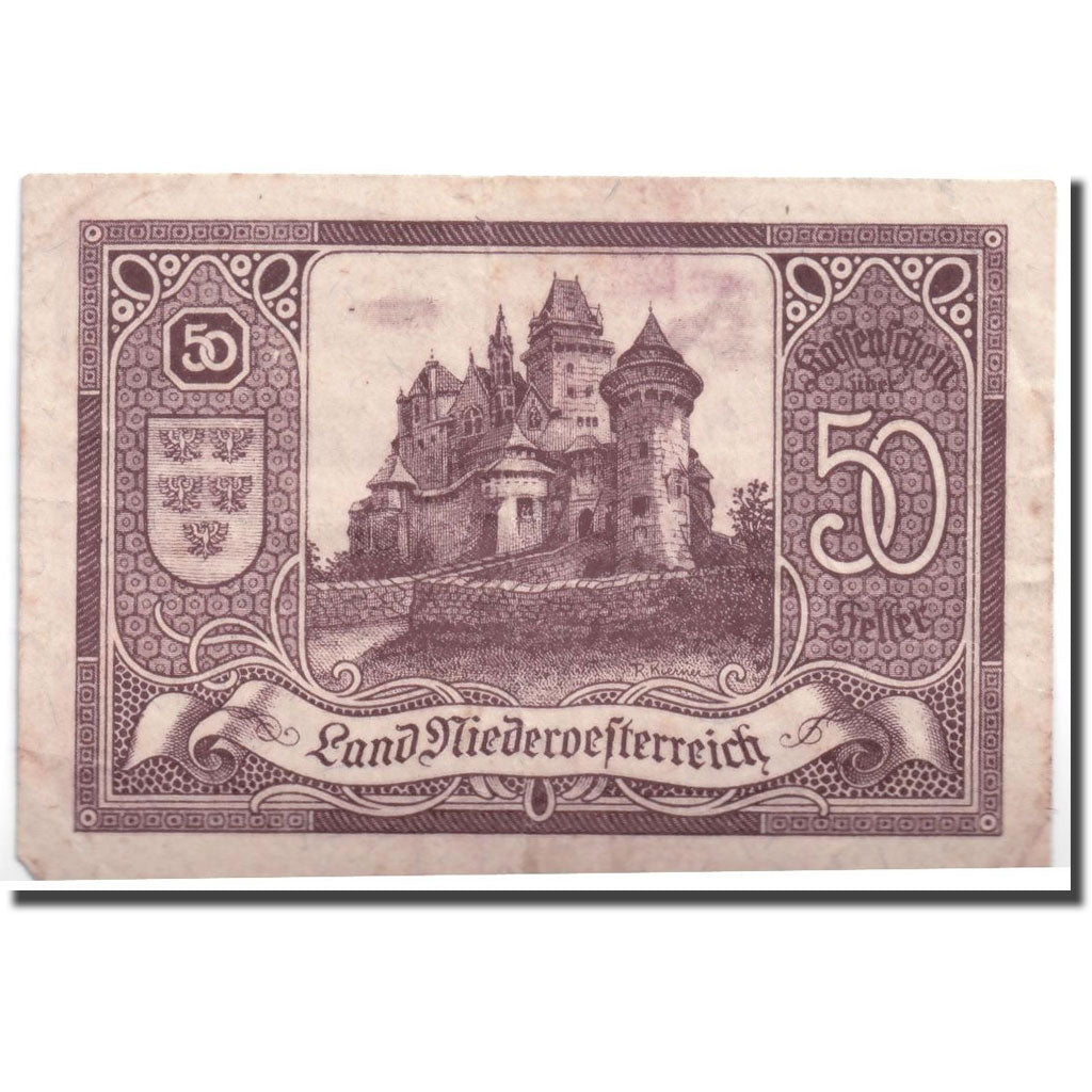 Banknote, Austria, Niederösterreich, 50 Heller, chateau 1, 1920, 1920-06-23