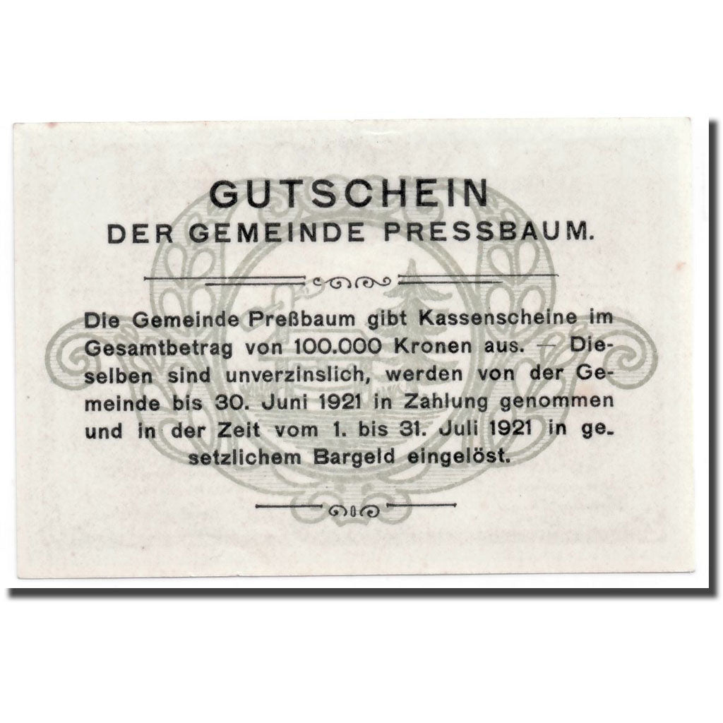 Banknote, Austria, Pressbaum, 40 Heller, paysage, 1920, 1921-05-25, UNC(63)
