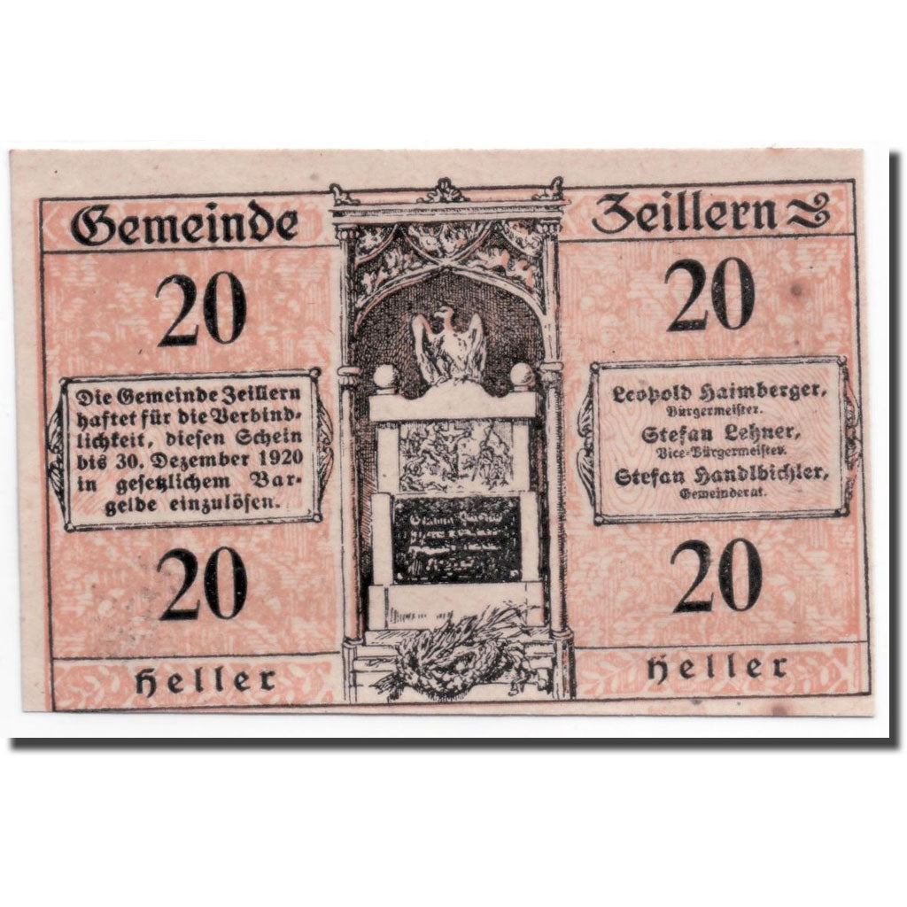 Geldschein, Österreich, Zeillern, 20 Heller, paysage, UNZ-, Mehl:1263c