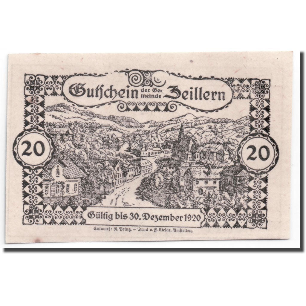 Geldschein, Österreich, Zeillern, 20 Heller, paysage, UNZ-, Mehl:1263c