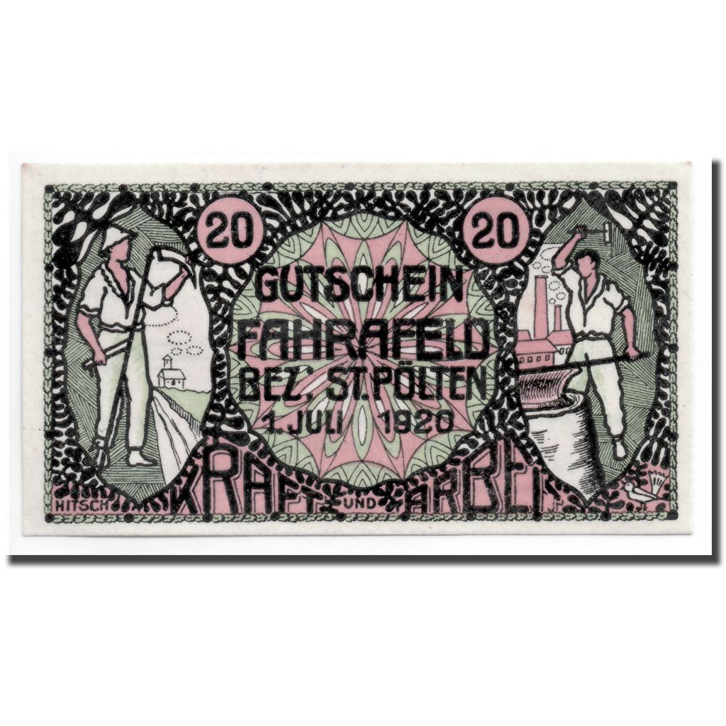 Geldschein, Österreich, Fahrafeld, 20 Heller, personnage, 1920, 1920-07-01