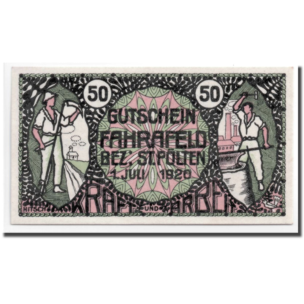 Geldschein, Österreich, Fahrafeld, 50 Heller, personnage, 1920, 1920-07-01
