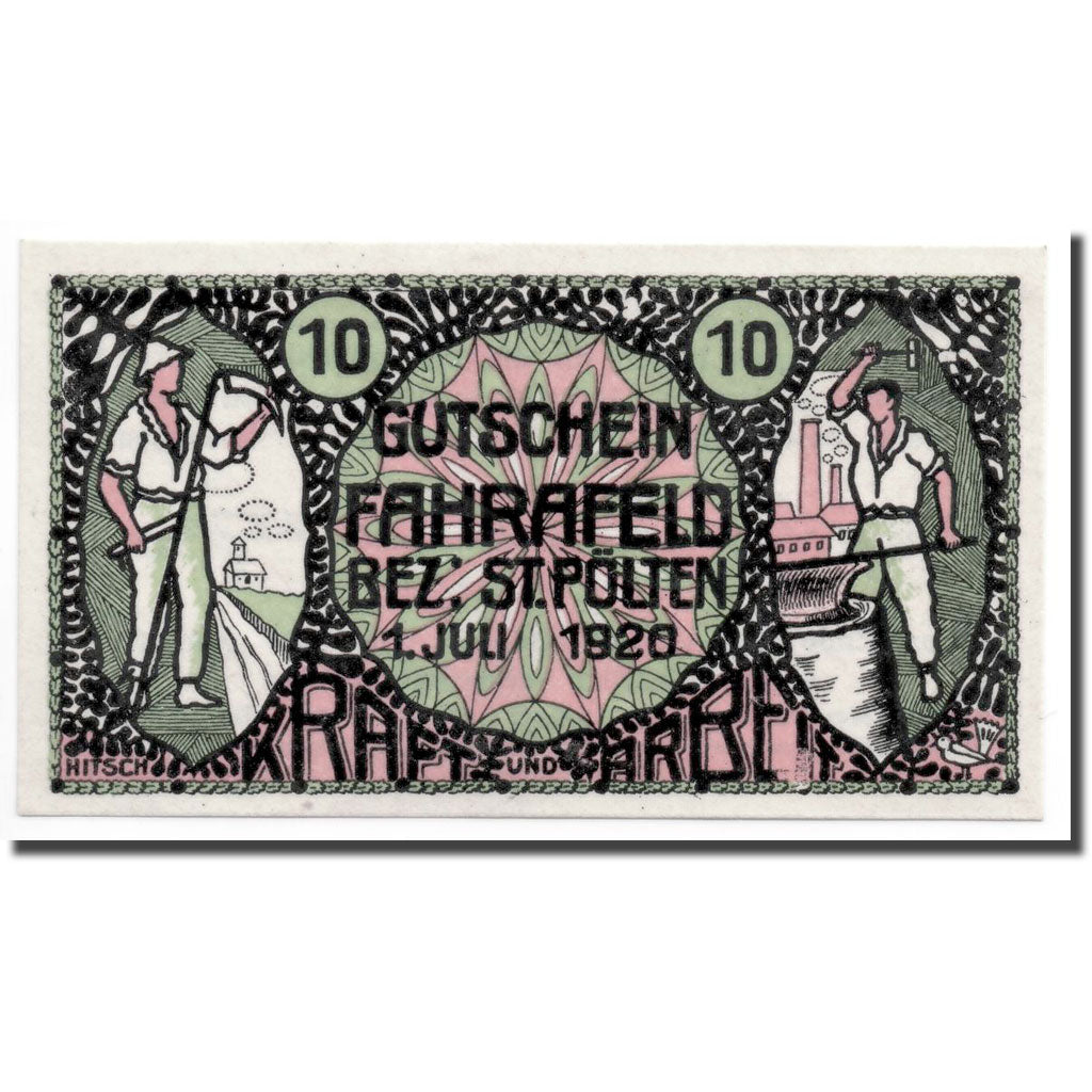 Geldschein, Österreich, Fahrafeld, 10 Heller, personnage, 1920, 1920-07-01