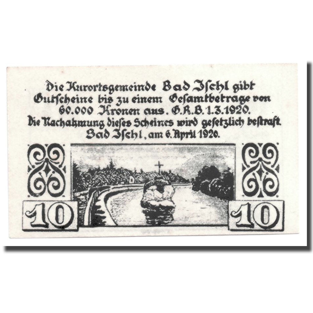 Geldschein, Österreich, Bad Ischl, 10 Heller, paysage 1, 1920, 1920-04-05