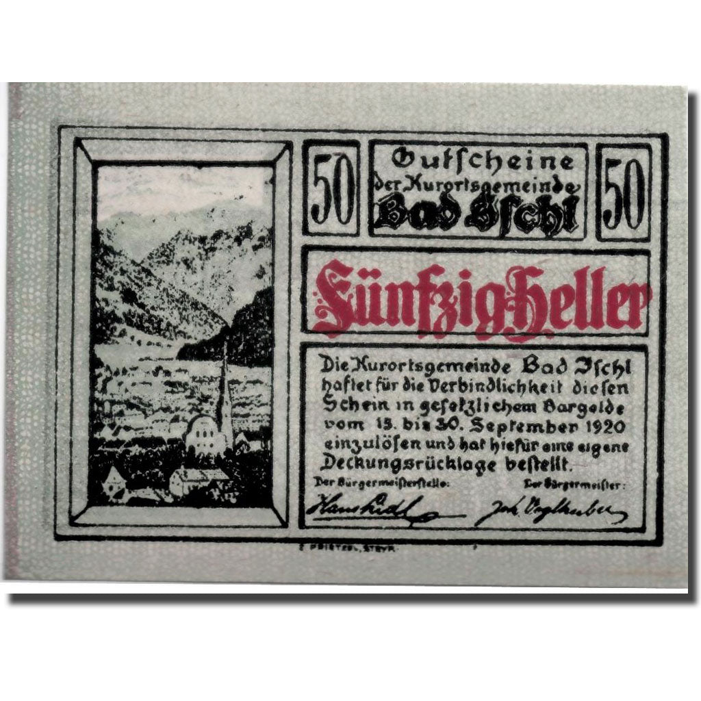 Geldschein, Österreich, Bad Ischl, 50 Heller, Ecusson, 1920, 1920-04-05, UNZ-