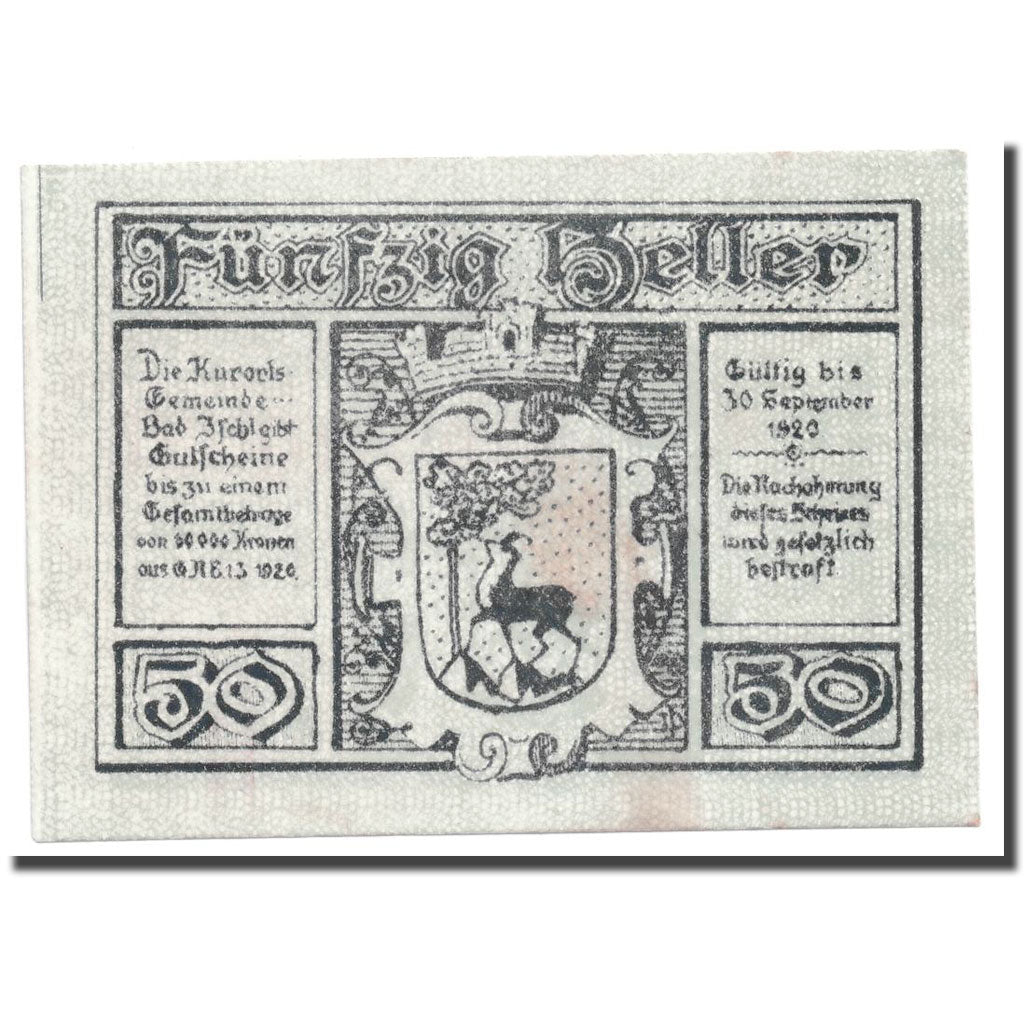 Banknote, Austria, Bad Ischl, 50 Heller, Ecusson 1, 1920, 1920-04-05, UNC(63)