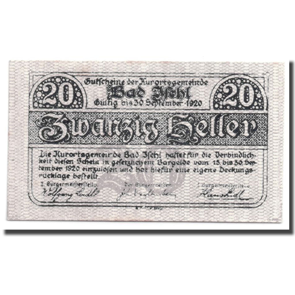 Geldschein, Österreich, Bad Ischl, 20 Heller, chateau 1, 1920, 1920-04-05