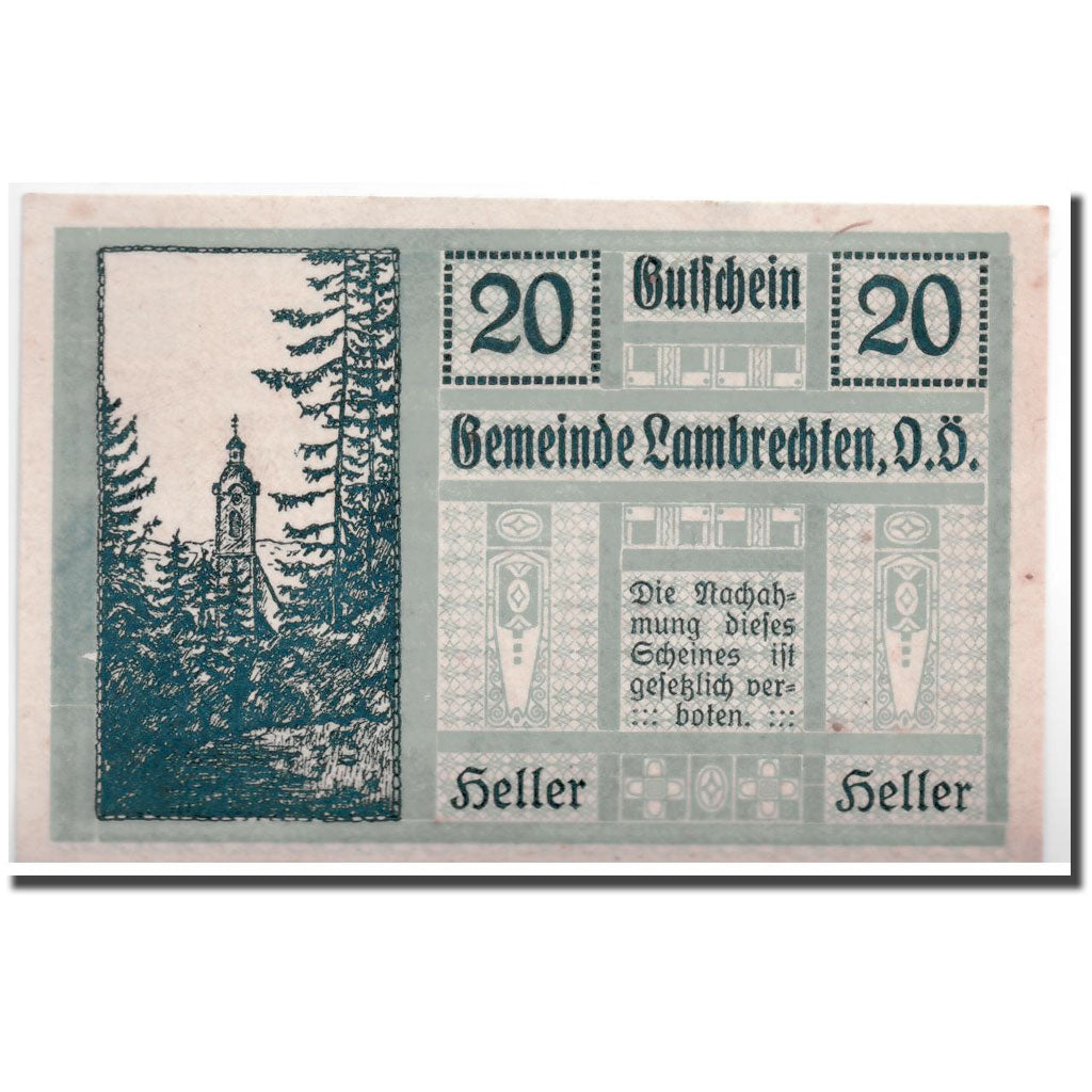 Geldschein, Österreich, Lambrechten, 20 Heller, Eglise, 1920, 1920-05-24, UNZ-