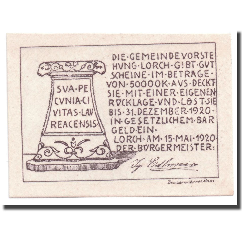 Banknot, Austria, Lorch, 30 Heller, Monument, 1920, 1920-05-15, UNC(63)