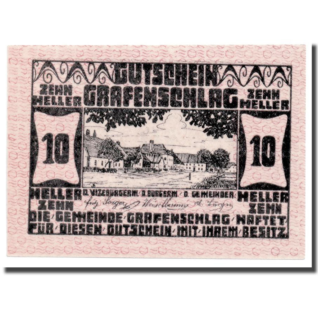 Banknote, Austria, Grafenschlag, 10 Heller, paysage, 1920, 1920-12-31, UNC(63)