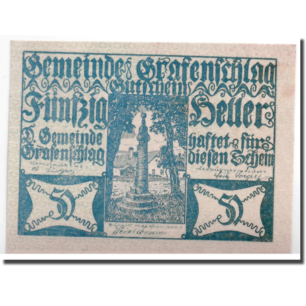 Banknote, Austria, Grafenschlag, 50 Heller, Monument, 1920, 1920-12-31, UNC(63)