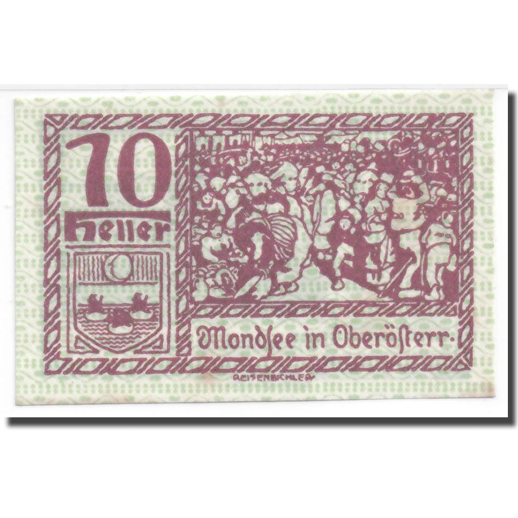 Geldschein, Österreich, Mondsee in Oberösterr., 10 Heller, personnage, UNZ-