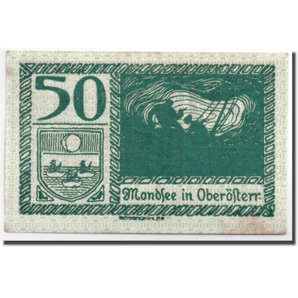 Geldschein, Österreich, Mondsee in Oberösterr., 50 Heller, paysage 1, UNZ-
