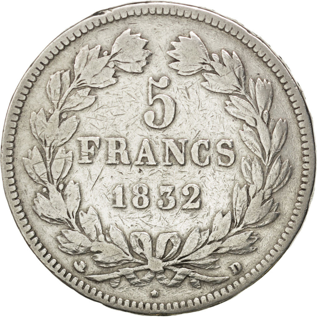 Monnaie, France, Louis-Philippe, 5 Francs, 1832, Lyon, TB, Argent, KM:749.4