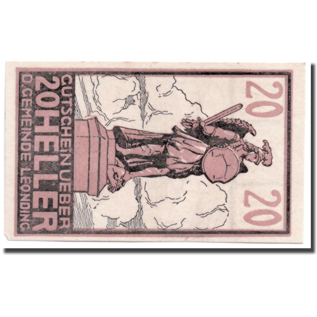 Banknote, Austria, Leonding, 20 Heller, statue, UNC(63), Mehl:513a