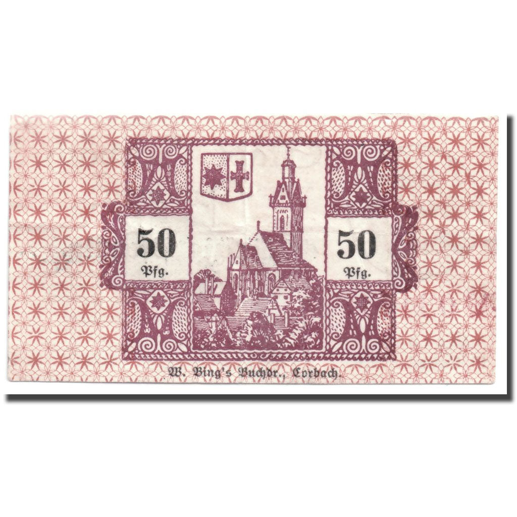 Geldschein, Österreich, Corbach Stadt, 50 Heller, Eglise, 1920, 1920-12-15