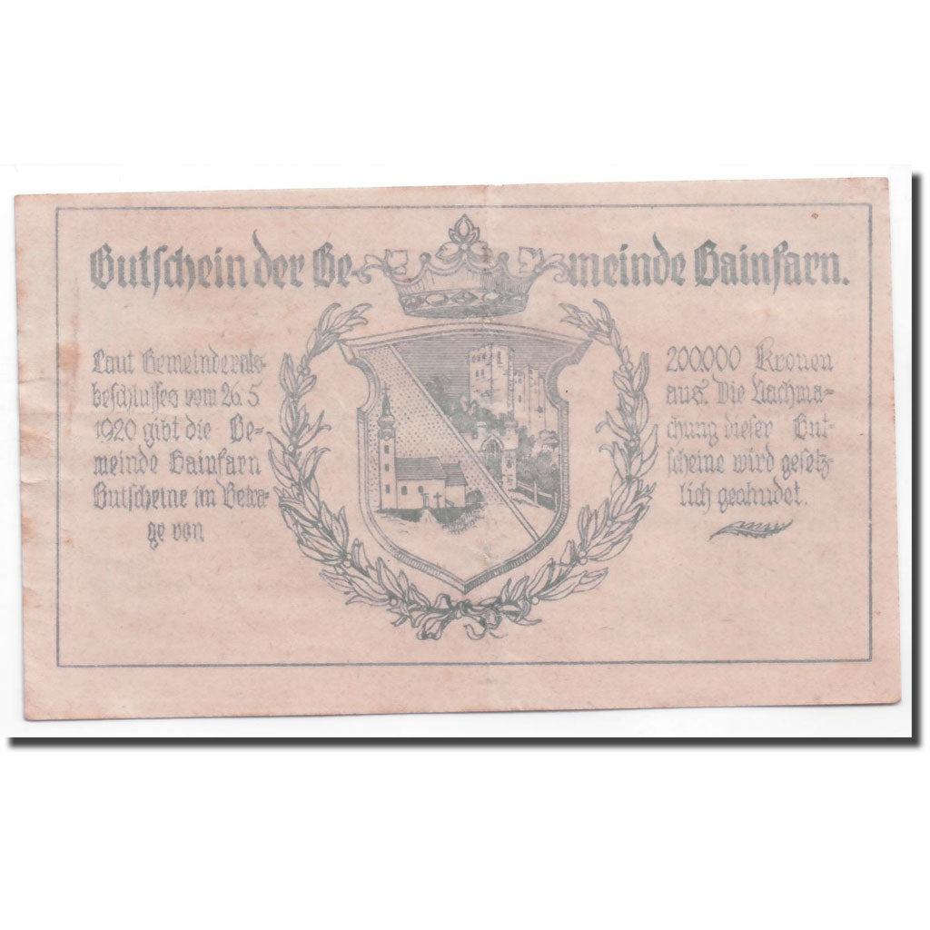 Banconote, Austria, Gainfarn, 10 Heller, Ecusson, 1920, 1920-05-26, SPL
