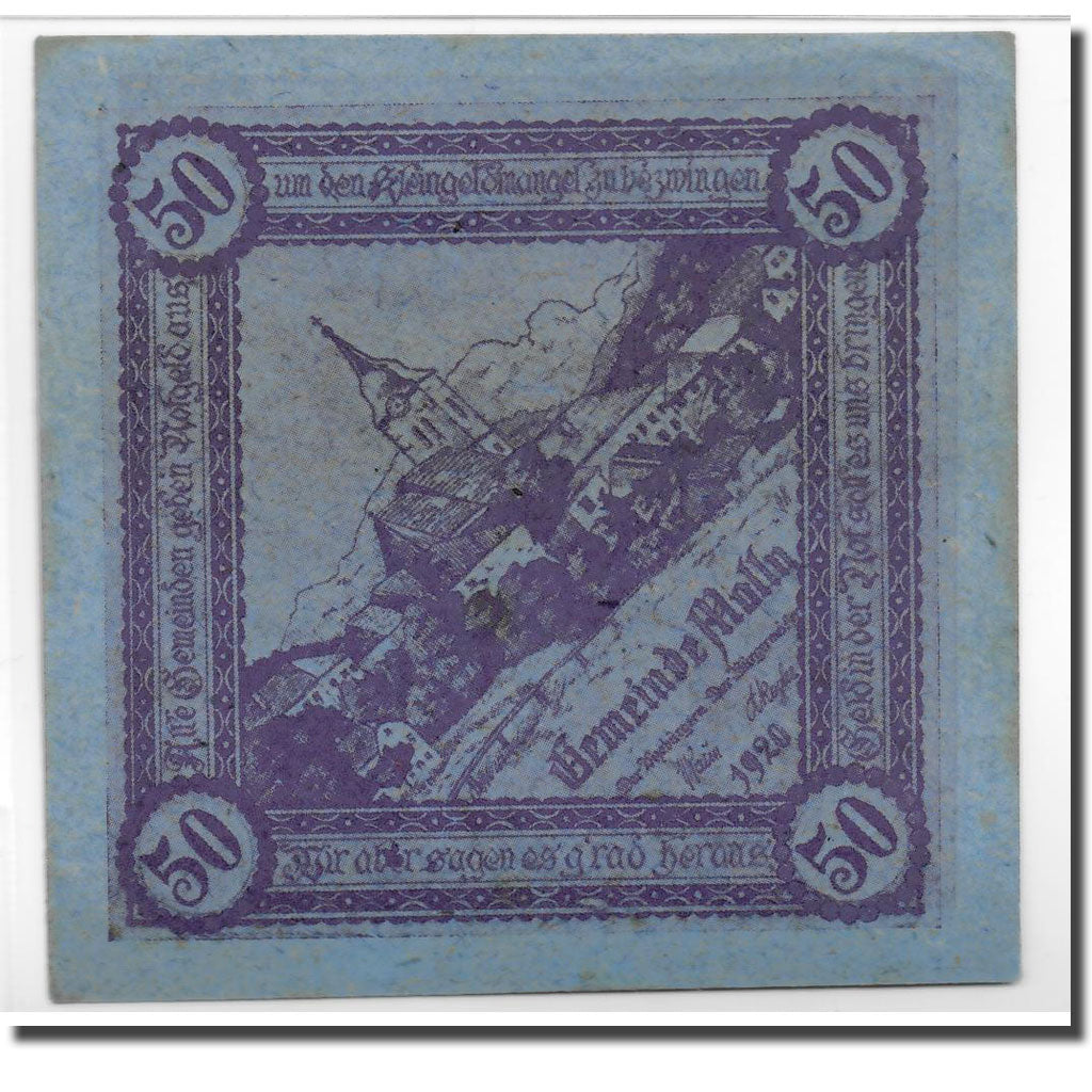 Banknote, Austria, Mölln, 50 Heller, village, 1920, UNC(63), Mehl:625