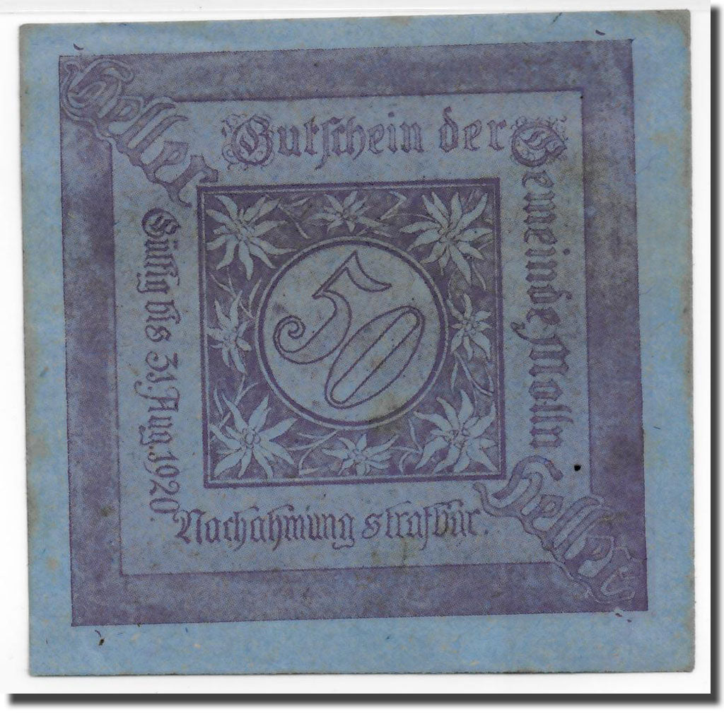 Banknote, Austria, Mölln, 50 Heller, village, 1920, UNC(63), Mehl:625