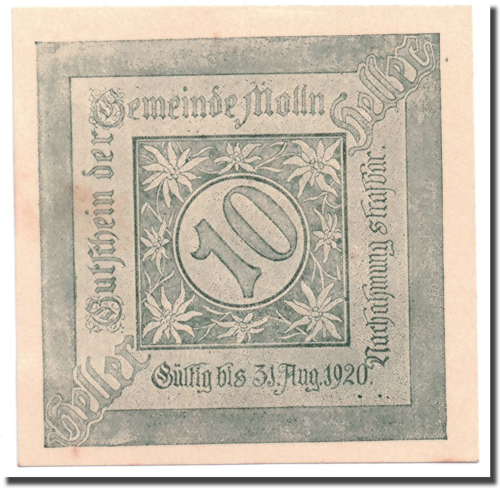 Banknote, Austria, Mölln, 10 Heller, village, 1920, UNC(63), Mehl:625