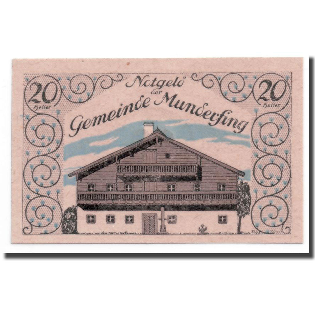 Geldschein, Österreich, Munderfing, 20 Heller, Maison, UNZ-, Mehl:633a