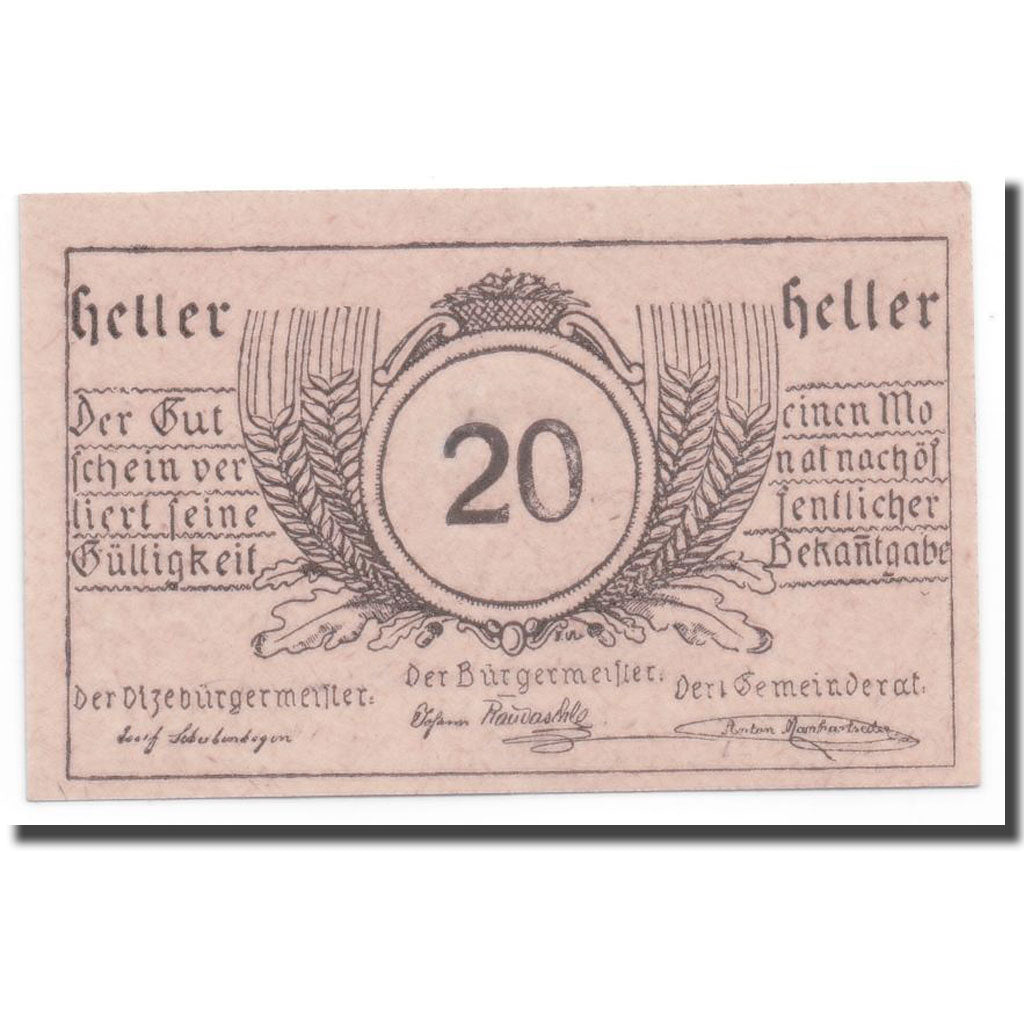 Geldschein, Österreich, Munderfing, 20 Heller, Maison, UNZ-, Mehl:633a