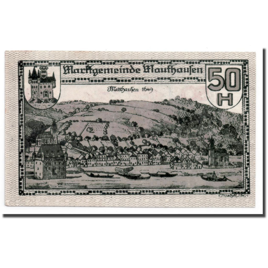 Geldschein, Österreich, Mauthausen, 50 Heller, paysage, UNZ-, Mehl:601 Ia