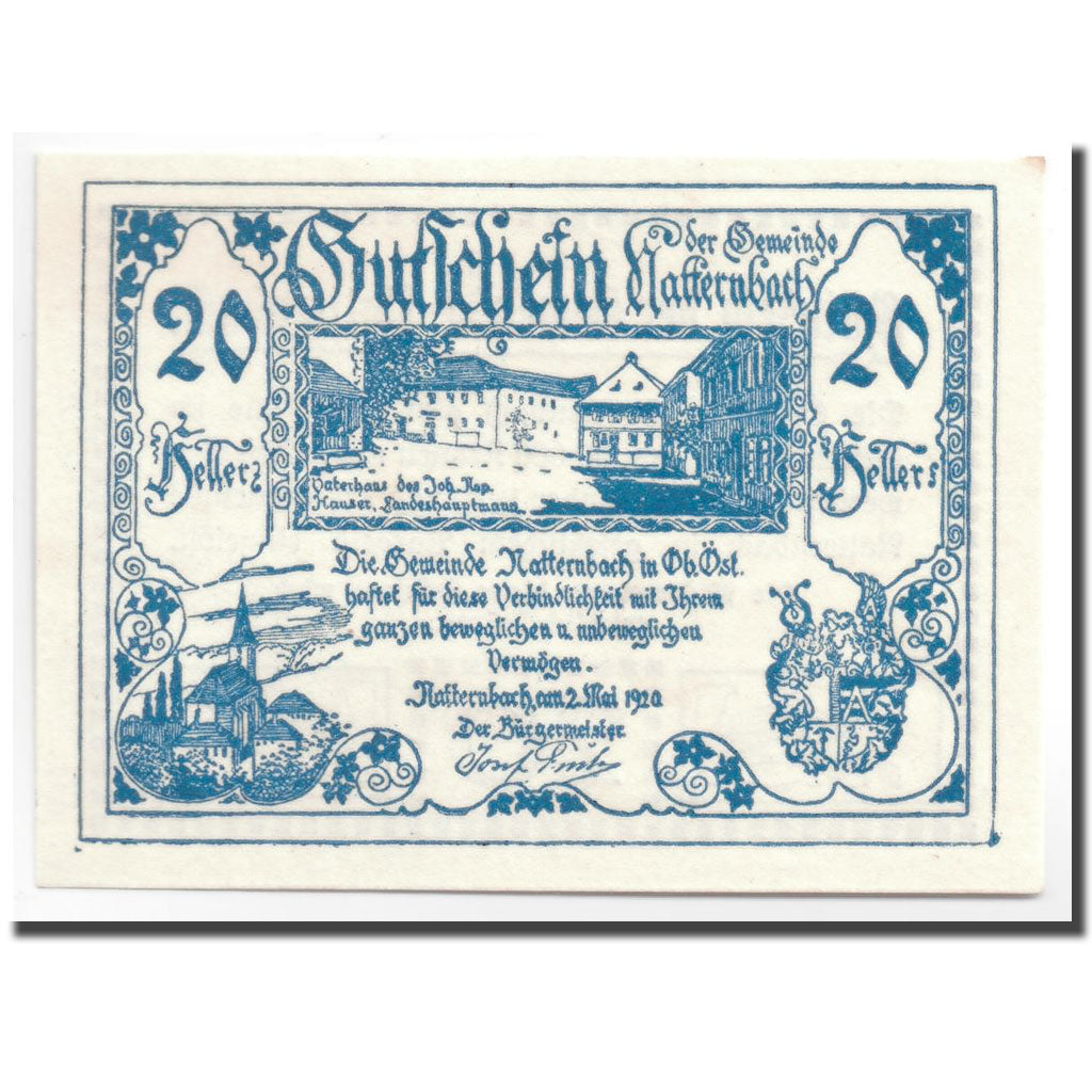 Geldschein, Österreich, Natternbach, 20 Heller, paysage, 1920, 1920-05-02