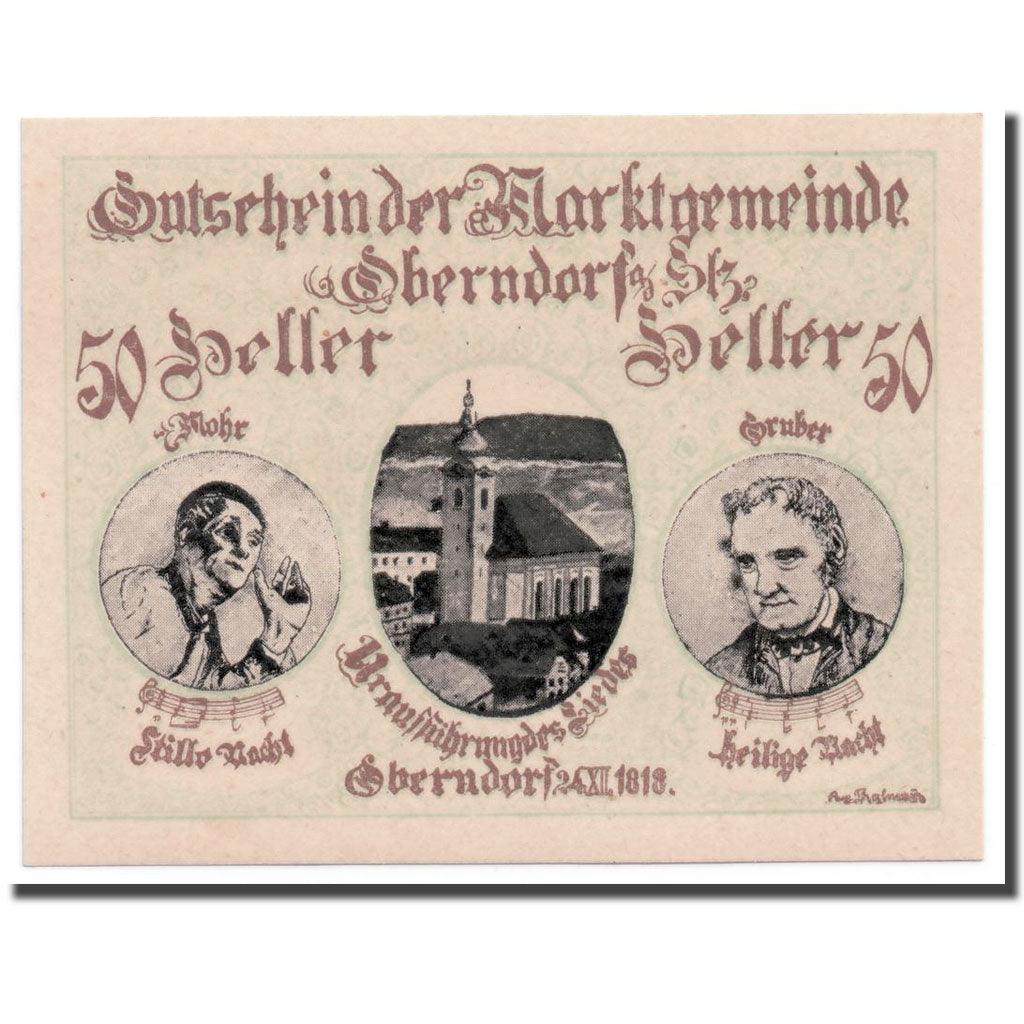 Banknote, Austria, Oberndorf bei Salzburg, 50 Heller, portrait, UNC(63)