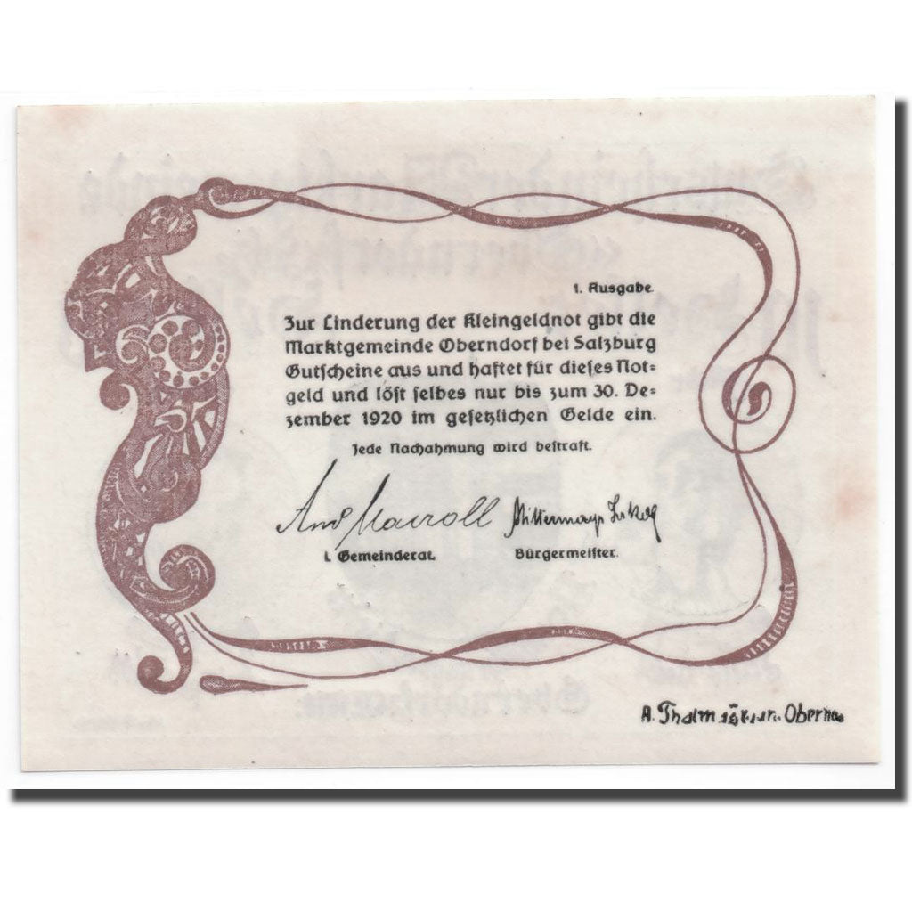 Banknote, Austria, Oberndorf bei Salzburg, 10 Heller, portrait, UNC(63)
