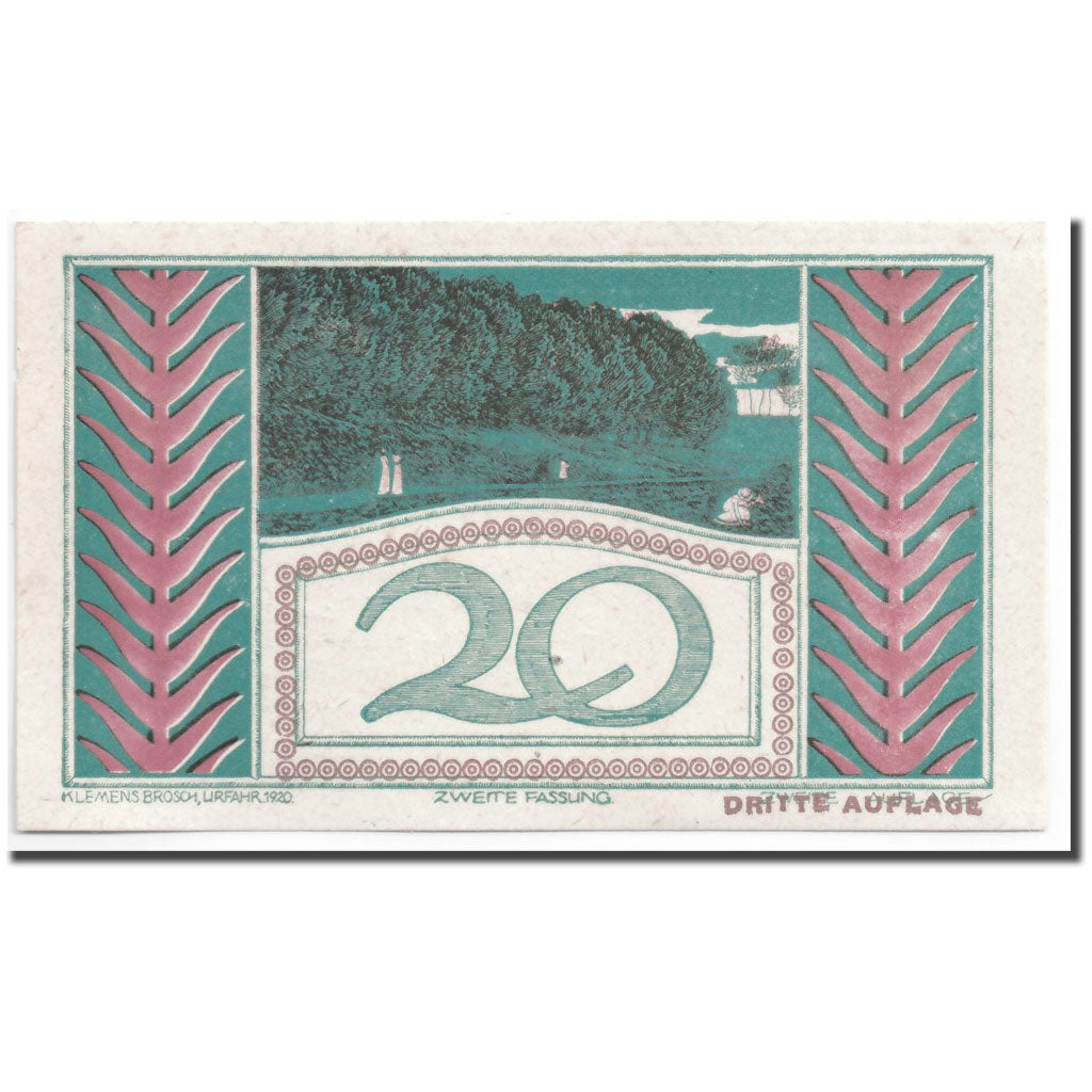 Banknote, Austria, Puchenau, 20 Heller, paysage 1, 1920, 1920-06-03, UNC(63)