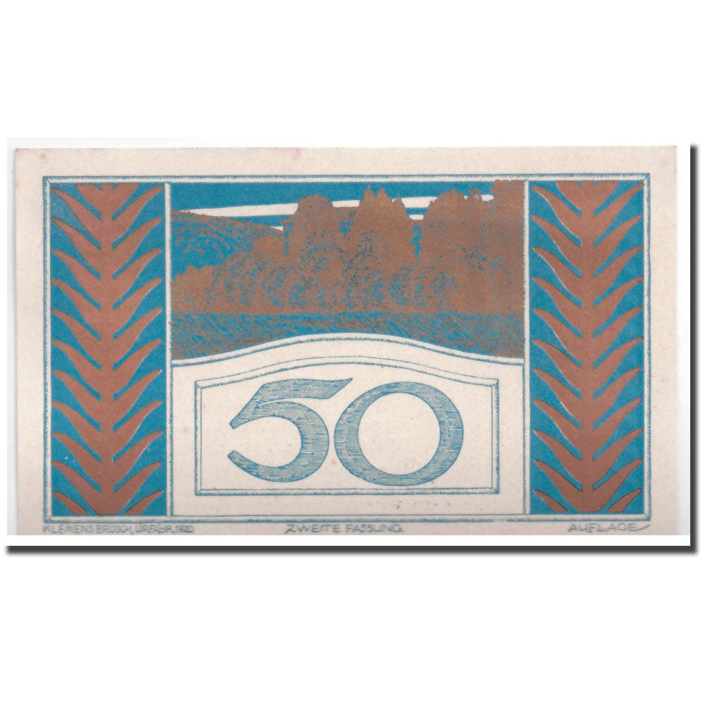 Banknote, Austria, Puchenau, 50 Heller, paysage, 1920, 1920-06-03, UNC(63)