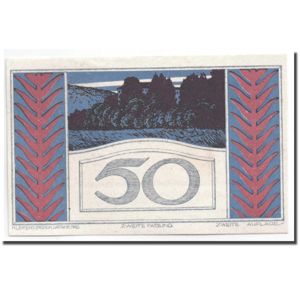 Banknote, Austria, Puchenau, 50 Heller, paysage 3, 1920, 1920-06-03, UNC(63)