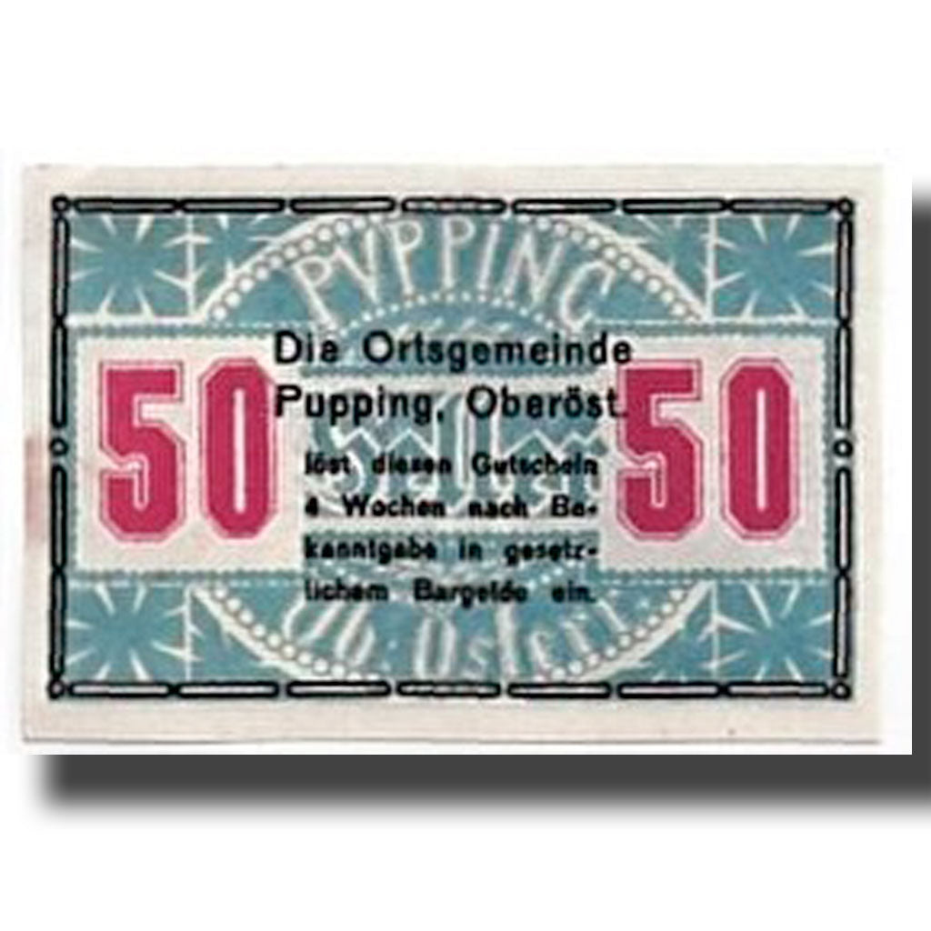 Banknote, Austria, Pupping, 50 Heller, paysage, UNC(63), Mehl:792IIa