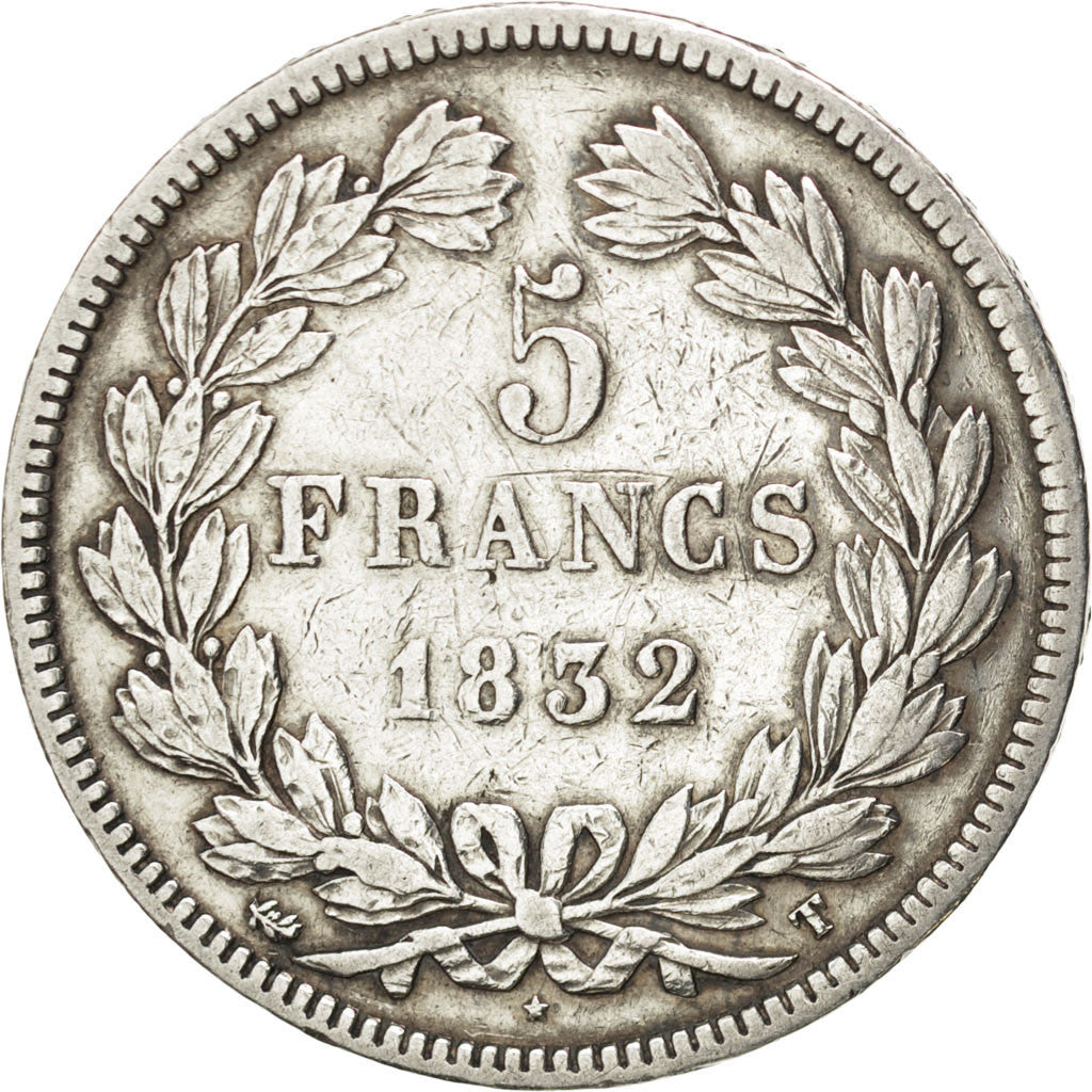 Louis-Philippe I, 5 Francs tête laurée, 1832 T, Nantes, Gadoury 678