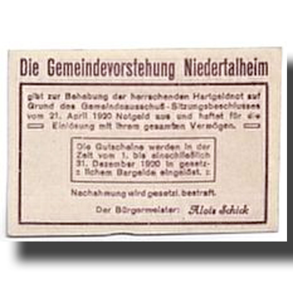 Banconote, Austria, Niederthalheim, 10 Heller, paysage, 1920, 1920-04-21, SPL